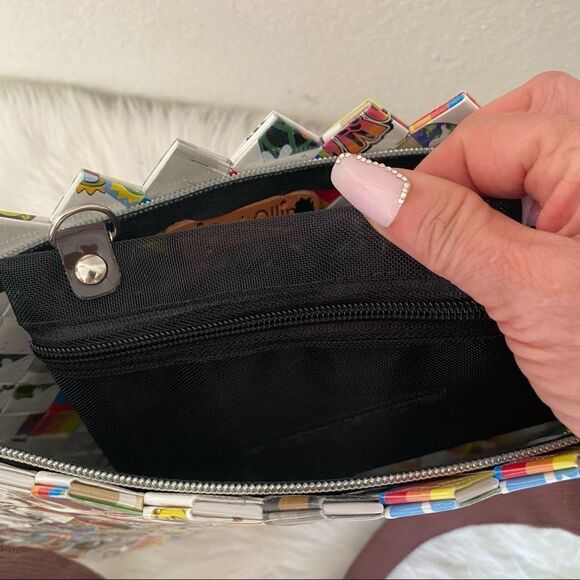 Nahui Ollin Peace Print Wrapper Woven Multicolored Crossbody Shoulder Bag - Picture 6 of 9